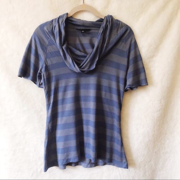 Banana Republic Tops - Banana Republic Blue Striped Cowl Neck Shirt